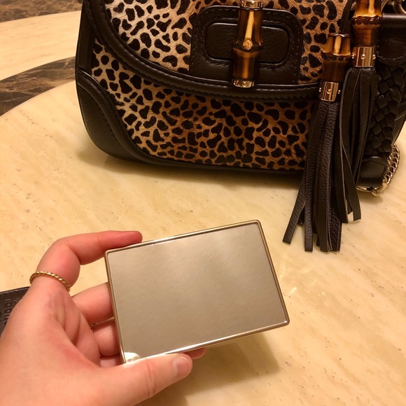 Auth New Gucci Square Mirror with Leather Case (Card Holder) - Picture 2 of 10